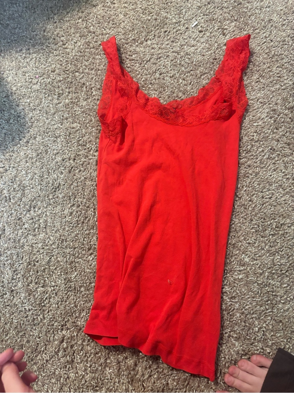H&M Red Lace Trim Tank Top